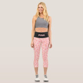Modernes Abstraktes Korallenrosa-Design & Schwarze Capri Leggings (Vorderseite)