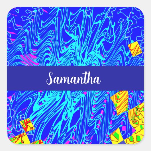 Modernes Abstraktes Kunstgemälde Quadratischer Aufkleber (Vorderseite)