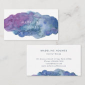 Modernes abstraktes Kunstwatercolor-Bürsten-Blau Visitenkarte (Vorne/Hinten)