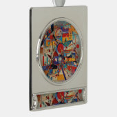 Modernes Abstraktes Kunstwerk Banner-Ornament Silber (Rechts)