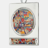 Modernes Abstraktes Kunstwerk Banner-Ornament Silber (Links)