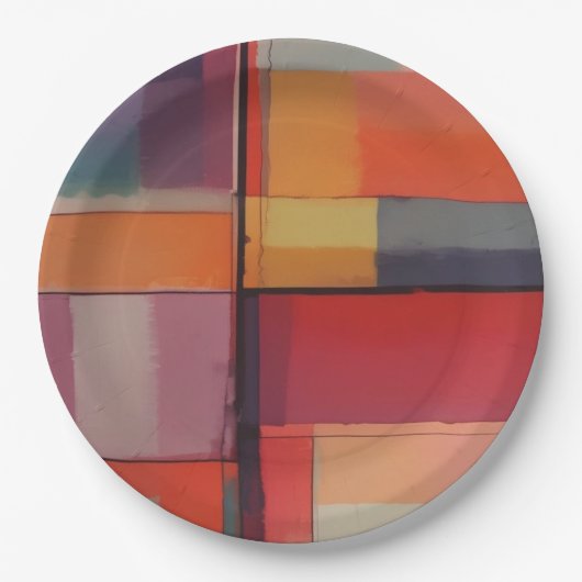 Modernes Abstraktes Kunstwerk Pappteller (Vorderseite)