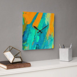 Modernes Abstraktes Kunstwerk Quadratische Wanduhr