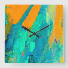 Modernes Abstraktes Kunstwerk Quadratische Wanduhr