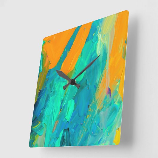 Modernes Abstraktes Kunstwerk Quadratische Wanduhr (Winkel)