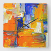 Modernes Abstraktes Kunstwerk Quadratische Wanduhr (Vorderseite)
