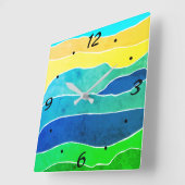 Modernes Abstraktes Landschaftsmuster Quadratische Wanduhr (Winkel)