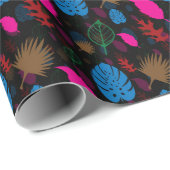 Modernes Abstraktes Leaf-Muster Schwarz Geschenkpapier (Rolleneckpunkt)