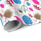 Modernes Abstraktes Leaf-Muster weiß Geschenkpapier (Rolleneckpunkt)