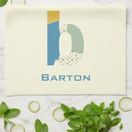 Modernes Abstraktes Letter B Monogramm Geschirrtuch (Gefaltet)