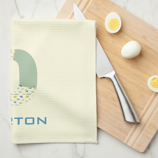 Modernes Abstraktes Letter B Monogramm Geschirrtuch (Viertel Falte)