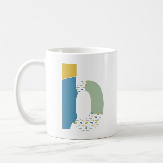 Modernes Abstraktes Letter B Monogramm Kaffeetasse (Links)
