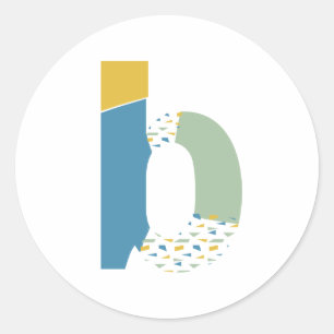 Modernes Abstraktes Letter-B-Monogramm Personalisi Runder Aufkleber