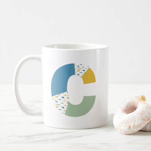 Modernes Abstraktes Letter-C-Monogramm Kaffeetasse (Mit Donut)