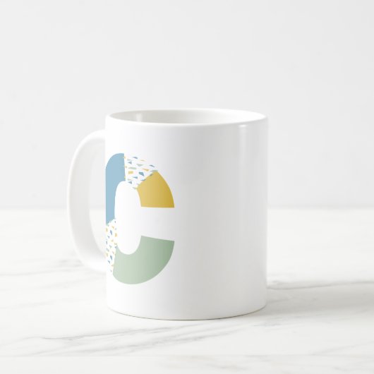 Modernes Abstraktes Letter-C-Monogramm Kaffeetasse (Vorderseite Links)