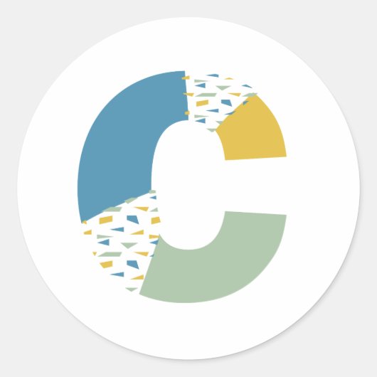 Modernes Abstraktes Letter-C-Monogramm Personalisi Runder Aufkleber (Vorderseite)