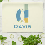 Modernes Abstraktes Letter-D-Monogramm Geschirrtuch (Gefaltet)