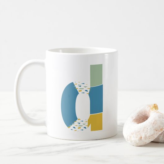 Modernes Abstraktes Letter-D-Monogramm Kaffeetasse (Mit Donut)