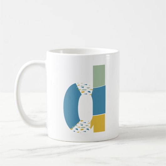 Modernes Abstraktes Letter-D-Monogramm Kaffeetasse (Links)