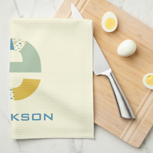 Modernes Abstraktes Letter-E-Monogramm Geschirrtuch (Viertel Falte)