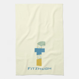 Modernes Abstraktes Letter F Monogram Geschirrtuch