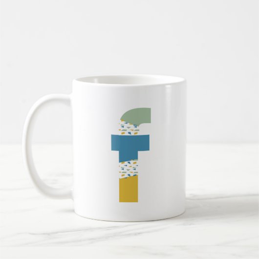 Modernes Abstraktes Letter F Monogram Kaffeetasse (Links)