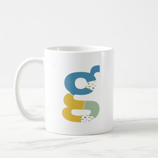 Modernes Abstraktes Letter G Monogramm Kaffeetasse (Links)