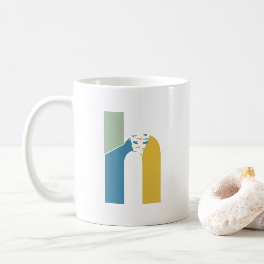 Modernes Abstraktes Letter H Monogram Kaffeetasse (Mit Donut)