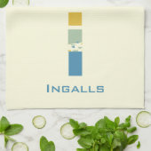 Modernes Abstraktes Letter-I-Monogramm Geschirrtuch (Gefaltet)