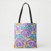 Modernes, Abstraktes, Lila Blumendesign Tasche (Vorderseite)