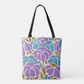 Modernes, Abstraktes, Lila Blumendesign Tasche (Rückseite)