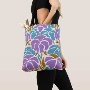 Modernes, Abstraktes, Lila Blumendesign Tasche
