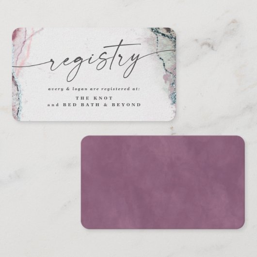 Modernes Abstraktes Lila Hochzeitsregister Begleitkarte (Vorne/Hinten)