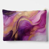 Modernes Abstraktes Lila Rosa und Gold Zubehörtasche (Rückseite)