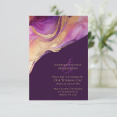 Modernes Abstraktes Lila und Gold Einladung (Stehend Vorderseite)