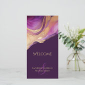 Modernes Abstraktes Lila- und Goldhochzeitsprogram (Stehend Vorderseite)