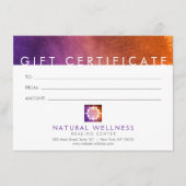 Modernes Abstraktes Lila Wellness-Geschenkgutschei (Vorderseite)