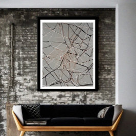 Modernes Abstraktes Linealgold schwarz grau Poster