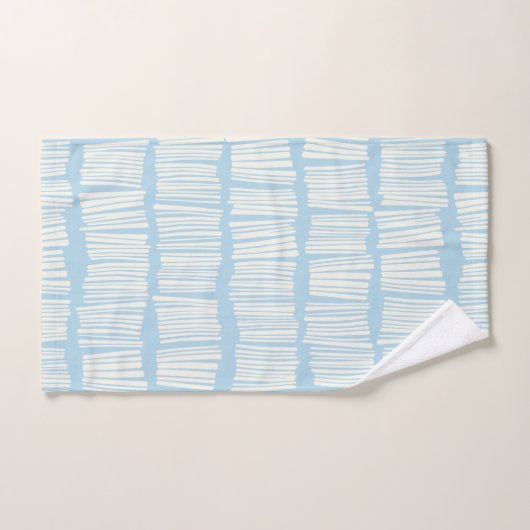 Modernes Abstraktes Linienmuster in Pastellblau Badhandtuch Set (Handtuch)