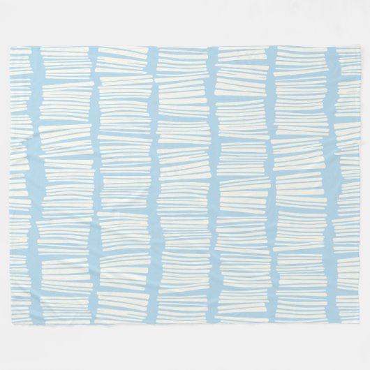 Modernes Abstraktes Linienmuster in Pastellblau Fleecedecke (Vorderseite (Horizontal))