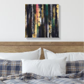 Modernes Abstraktes Malermotiv mit Blue Gold Pinse Leinwanddruck (Insitu (Schlafzimmer))