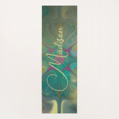 Modernes Abstraktes Mandala Blume Dunkelgrünes Gol Yogamatte (Rückseite)