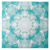 Modernes abstraktes Mandala-Muster, aquamarin, wei Fliese (Vorderseite)