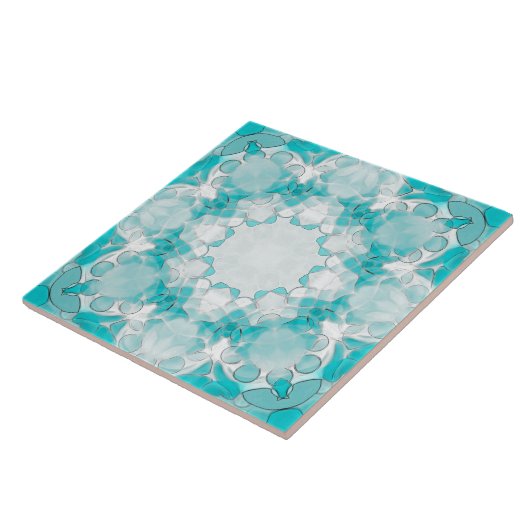 Modernes abstraktes Mandala-Muster, aquamarin, wei Fliese (Seite)