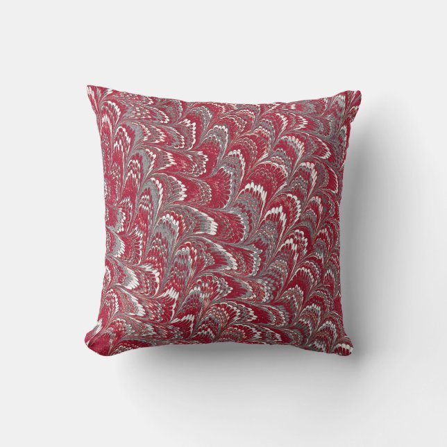 Modernes Abstraktes Marbled Texture Burgundy Kissen (Vorderseite)