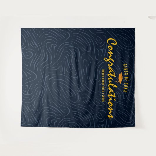 Modernes Abstraktes Marinemuster | Hintergrund für Wandteppich (Vorderseite (Horizontal))