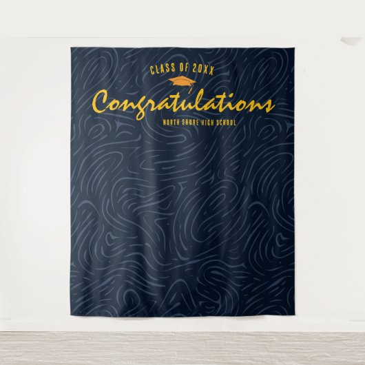 Modernes Abstraktes Marinemuster | Hintergrund für Wandteppich (Vorderseite)