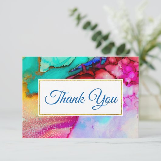 Modernes Abstraktes Marmordesign Dankeskarte (Stehend Vorderseite)