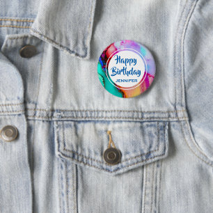 Modernes Abstraktes Marmordesign Geburtstag Button