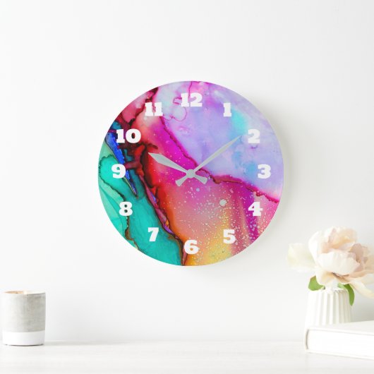 Modernes Abstraktes Marmordesign Große Wanduhr (Zuhause)